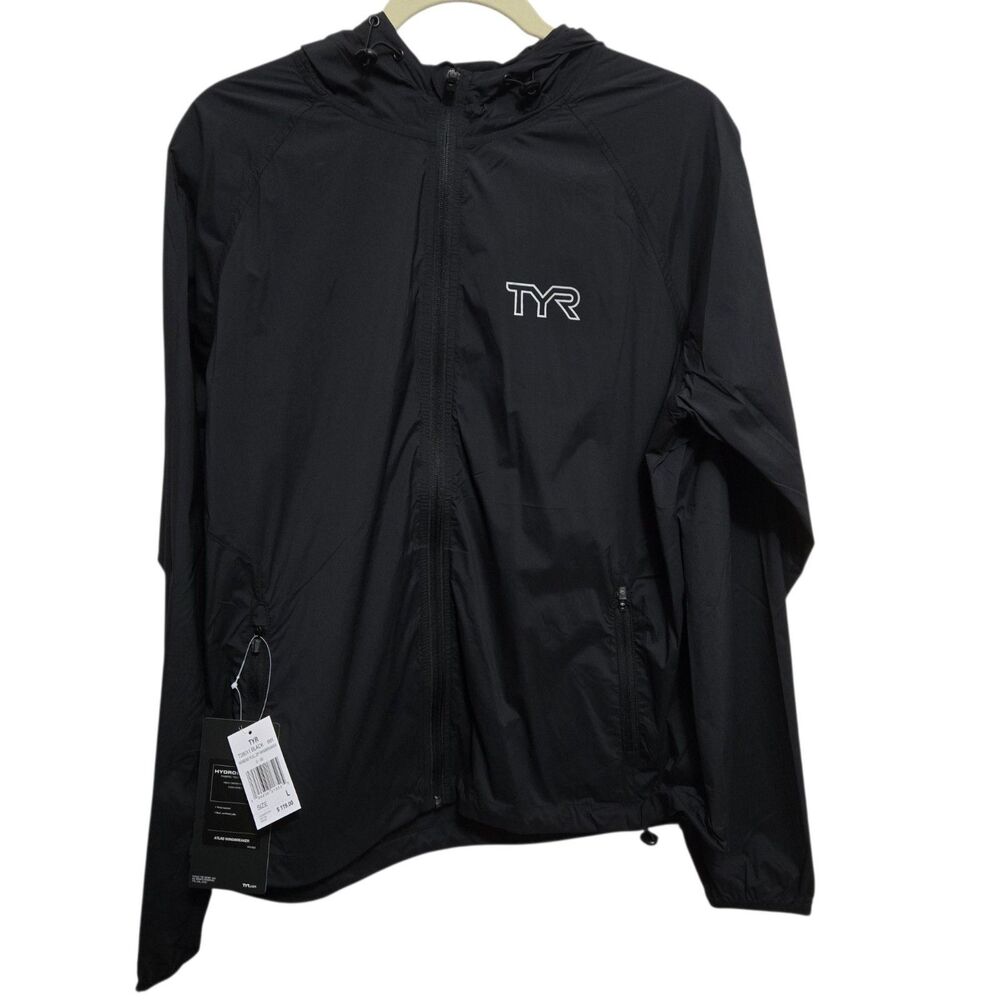 TYR Atlas Windbreaker Jacket Black White Women’s Large NEW
